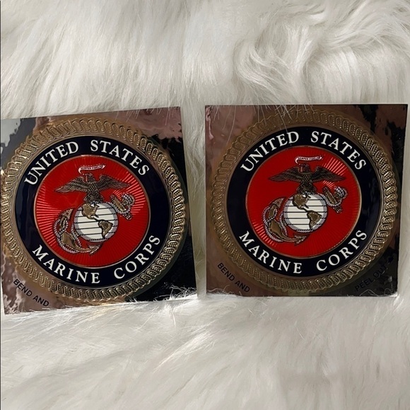 UNITED STATES MARINE CORPS ROUND STICKER X2 - Picture 1 of 2